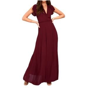 Lulus Heart of Marigold Burgundy Wrap Maxi Dress Size XS
